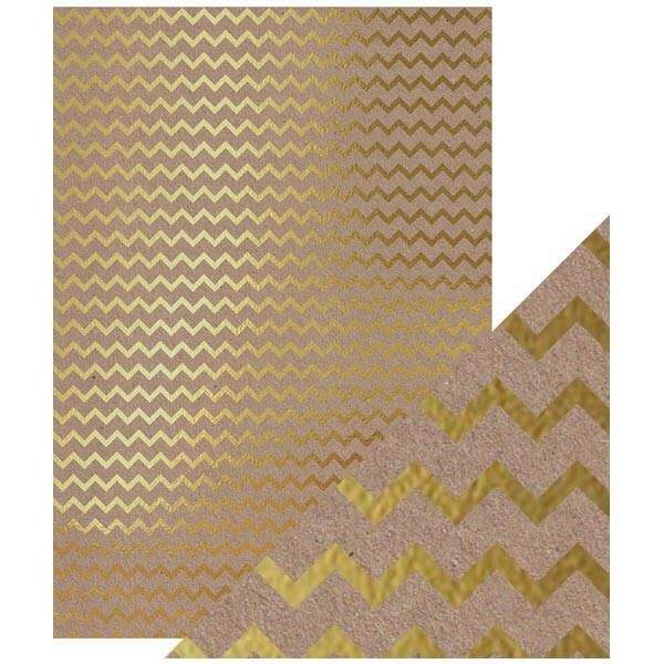 Craft Perfect - Foiled Kraft Card - Golden Zigzag