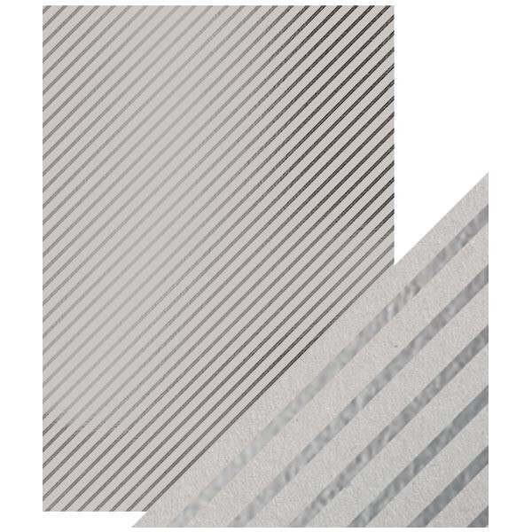 Craft Perfect - Foiled Kraft Card - Silver Stripes