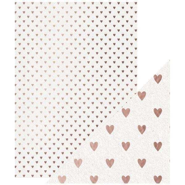 Craft Perfect - Foiled Kraft Card - Rose Gold Hearts