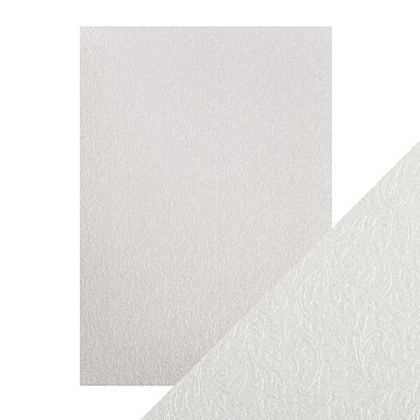 Craft Perfect - Luxury Embossed Card - Pearl Damask