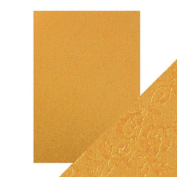 Craft Perfect - Luxury Embossed Card - Honey Gold Roses