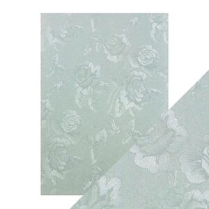 Craft Perfect - Luxury Embossed Card - Duck Egg Toile