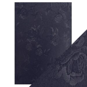 Craft Perfect - Luxury Embossed Card - Navy Toile