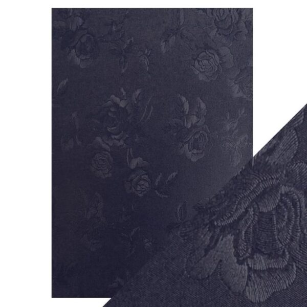 Craft Perfect - Luxury Embossed Card - Navy Toile
