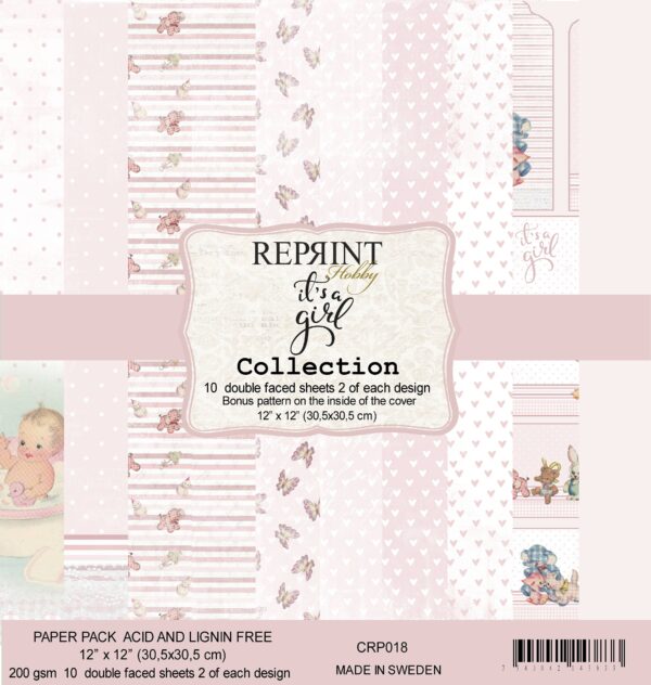 Reprint - It's a girl 12 x 12 disainpaberikomplekt
