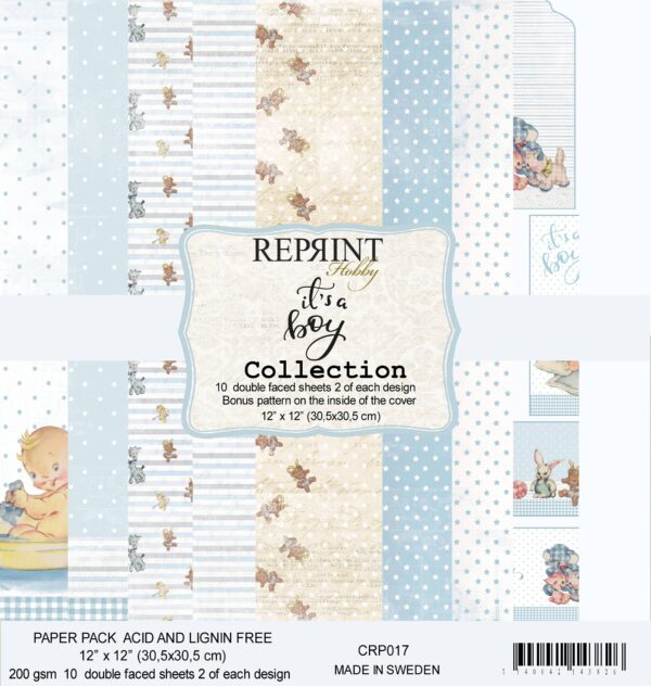 Reprint - It's a boy 12 x 12 disainpaberikomplekt