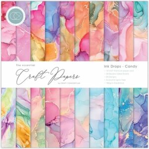 Craft Consortium Essential Craft Papers 12x12 Inch Paper Pad Ink Drops Candy
