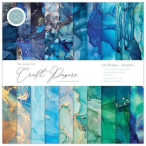 Craft Consortium Essential Craft Papers 12x12 Inch Paper Pad Ink Drops Ocean