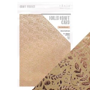 Craft Perfect - Foiled Kraft Card - Rose Gold Blossom