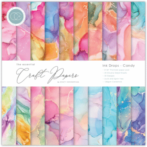 Craft Consortium Essential Craft Papers 8x8 Inch Paper Pad Ink Drops Candy