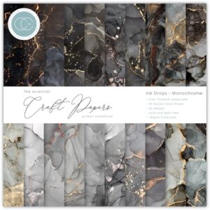 Craft Consortium Essential Craft Papers 6x6 Inch Paper Pad Ink Drops Monochrome