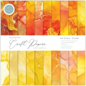 Craft Consortium Essential Craft Papers 12x12 Inch Paper Pad Ink Drops Sunset
