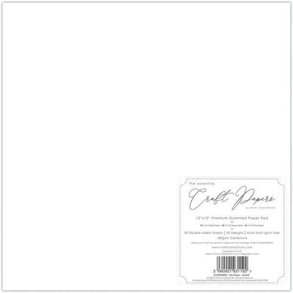 Craft Consortium Essential Craft Papers 12x12 Inch Paper Pad Ink Drops Sunset - Image 3