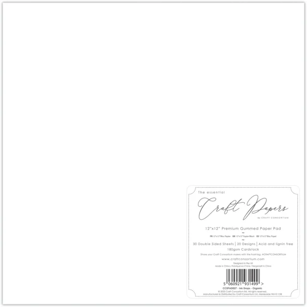 Craft Consortium Essential Craft Papers 12x12 Inch Paper Pad Ink Drops Organic - Image 3
